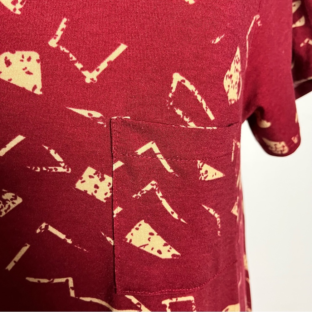 LuLaRoe Maroon Red and Tan Simply Comfortable Dress with Pocket - Picture 8 of 13